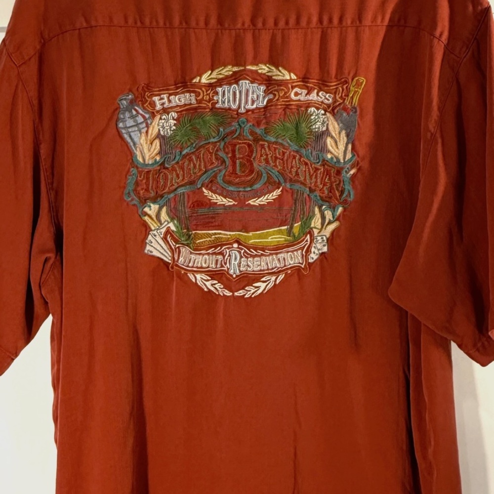 Tommy Bahama Embroidered 100% Silk Hawaiian / Camp Shirt - XL
